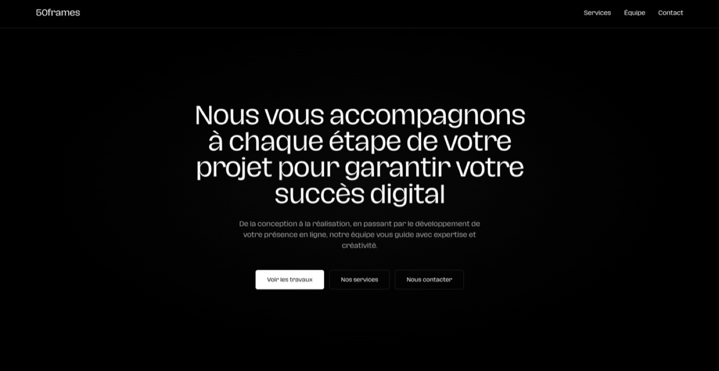 Aperçu du site 50frames — écran 1