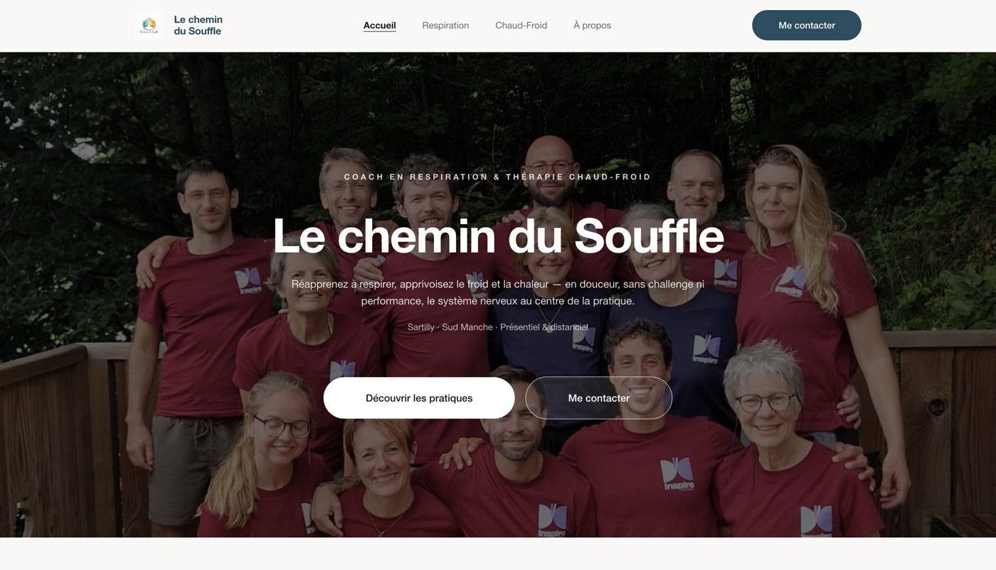 Aperçu du site Le Chemin du Souffle — page d'accueil